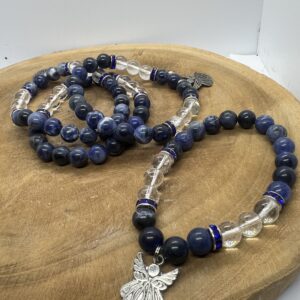 Bracelet sodalite cristal de roche avec ange