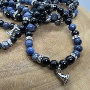 Bracelet en dumortierite et tourmaline